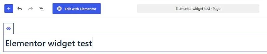 The WordPress editor's toolbar, with the Edit with Elementor button beside the undo arrows.